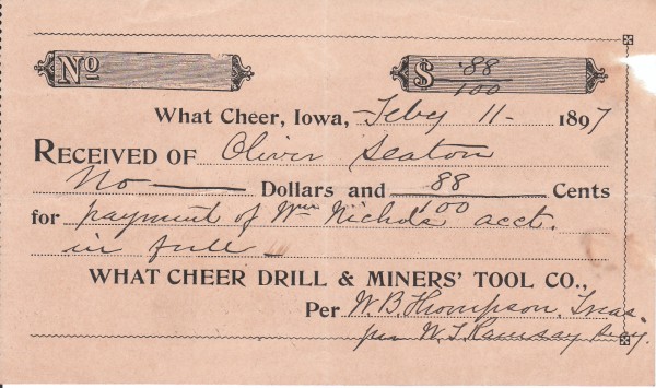 what cheer iowa drill & miners tool company 1897