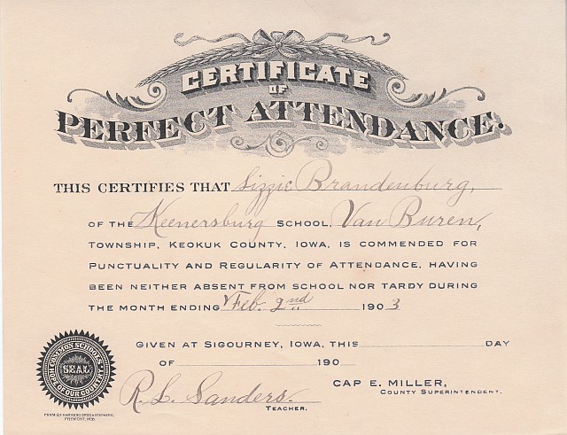Lizzie Brandenburg Keenersburg Iowa Keokuk