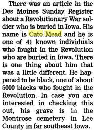Cato Mead Revolutionary War Iowa