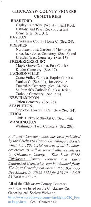Chickasaw County Pioneer Cemeteries