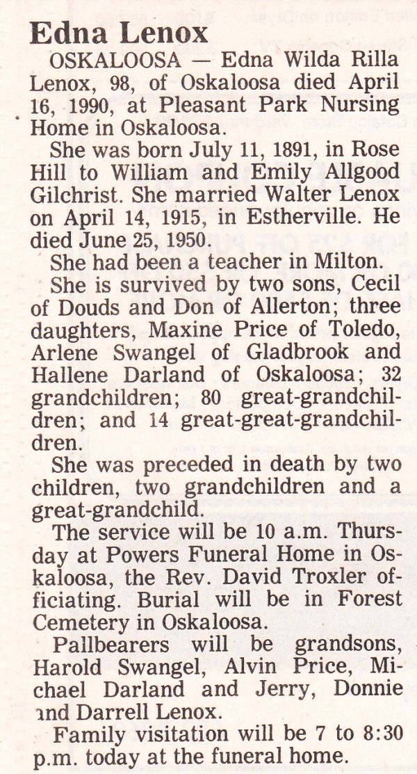 Edna Gilchrist Lenox