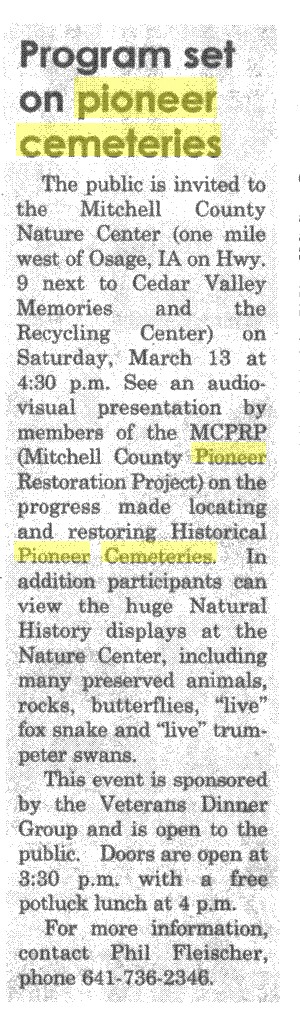 Mitchell County Pioneer Cemeteries